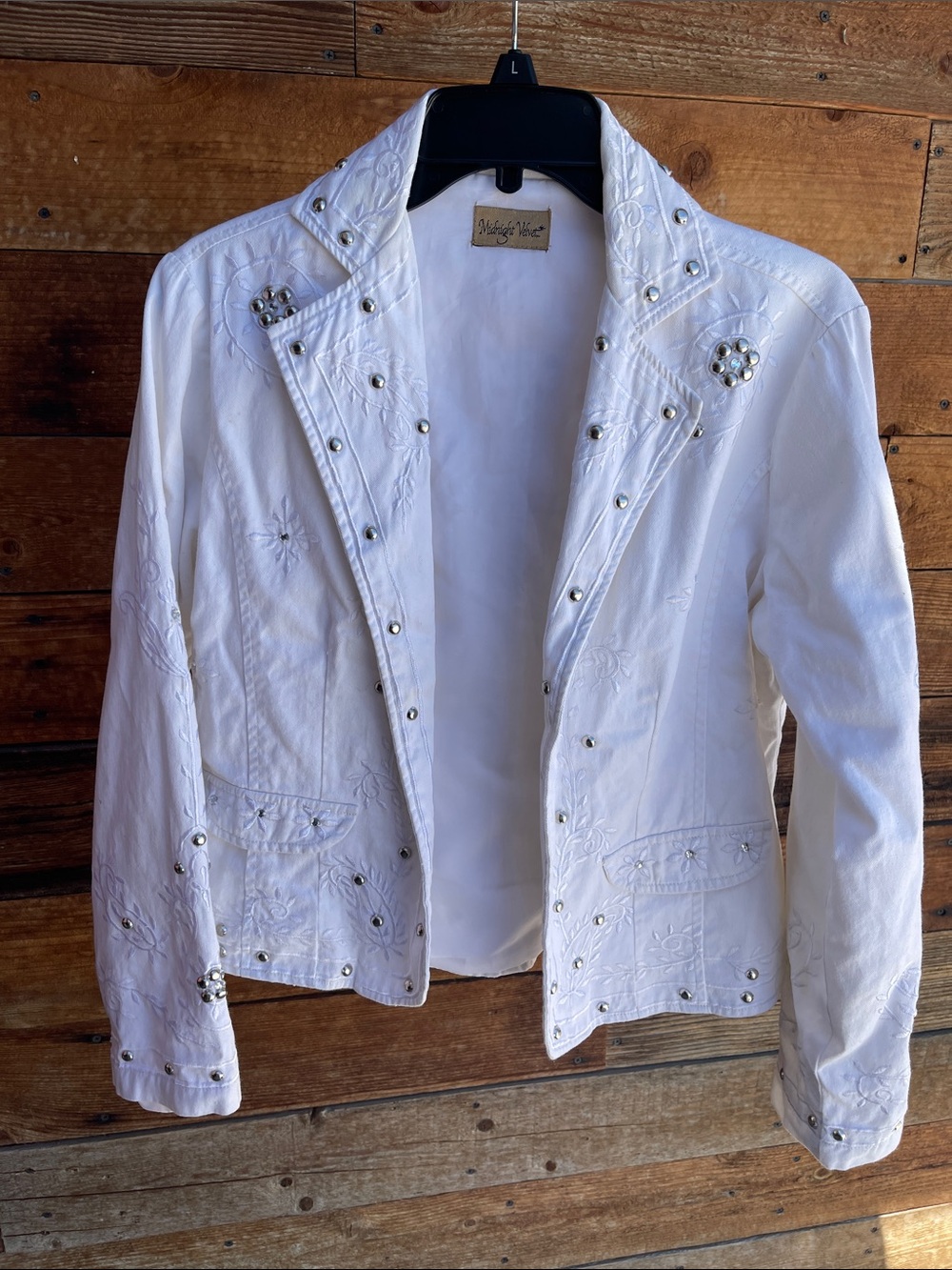 Midnight Velvet White Embroidered Studded Jacket Women’s Approx. Large Western B